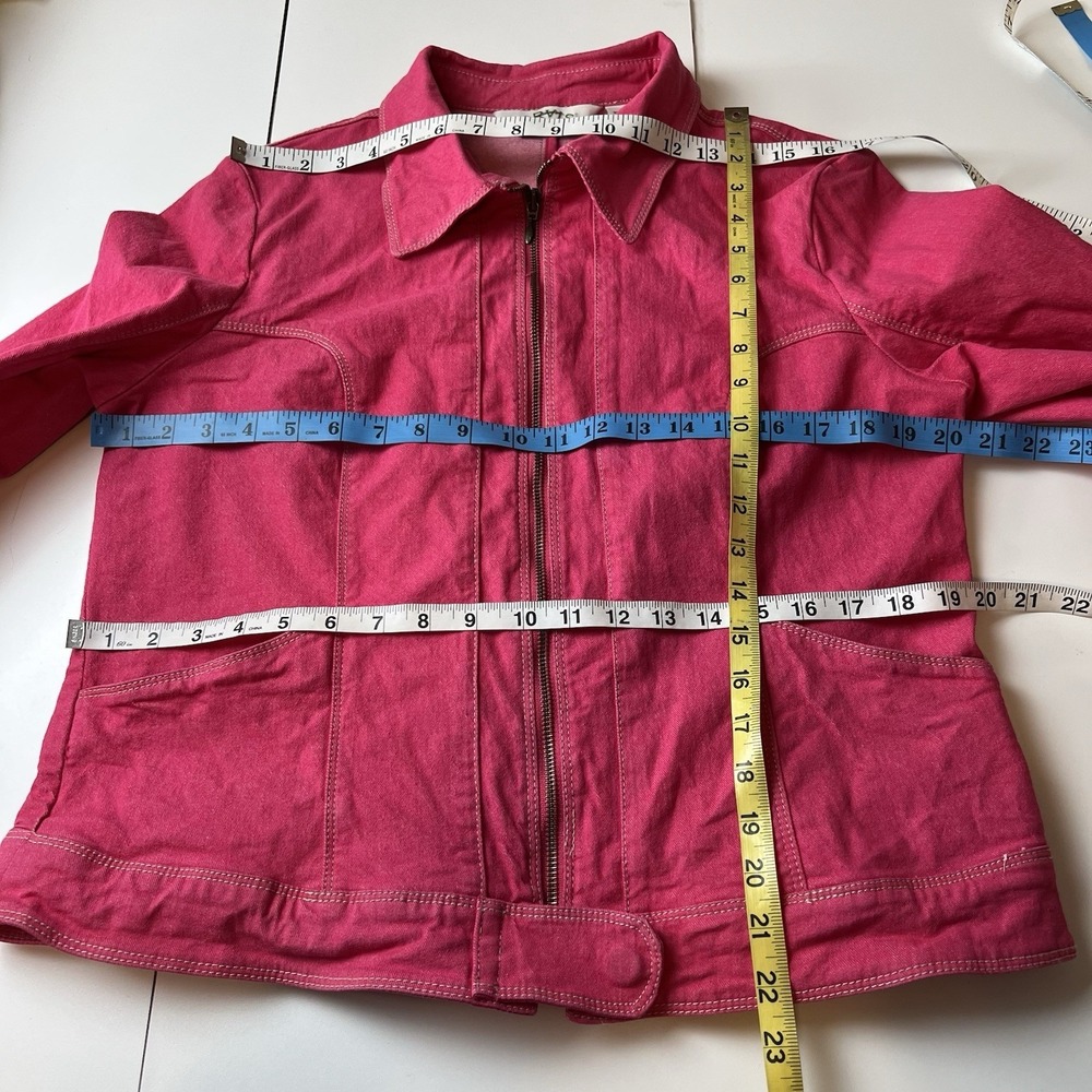 Orvis Women's Jacket Size 12 Hot Pink Denim Cotton Spandex Full Zip Coat - Picture 9 of 13